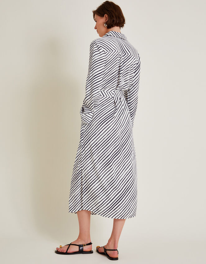 Sabitha Stripe Midi Shirt Dress, Black (BLACK), large