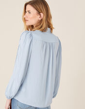Aisha Lace Trim Blouse, Blue (BLUE), large