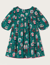 Snowglobe Woven Tiered Dress with Recycled Polyester, Green (GREEN), large