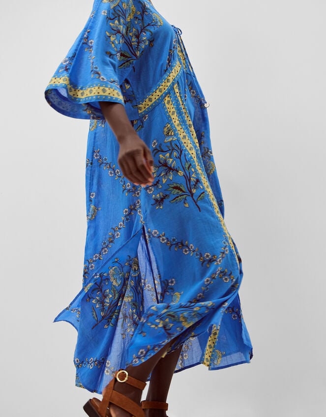 Amiee Floral Midi Kaftan Dress, Blue (BLUE), large