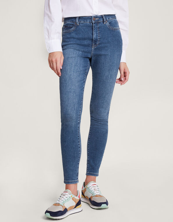 Iris Short-Length Skinny Jeans, Blue (DENIM BLUE), large