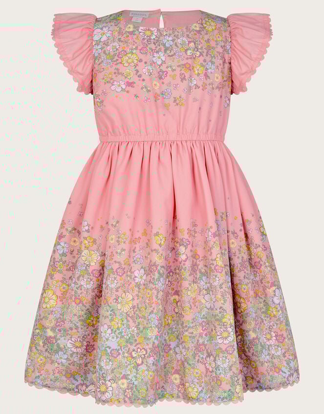 Floral Frill Sleeve Dress, Pink (PINK), large