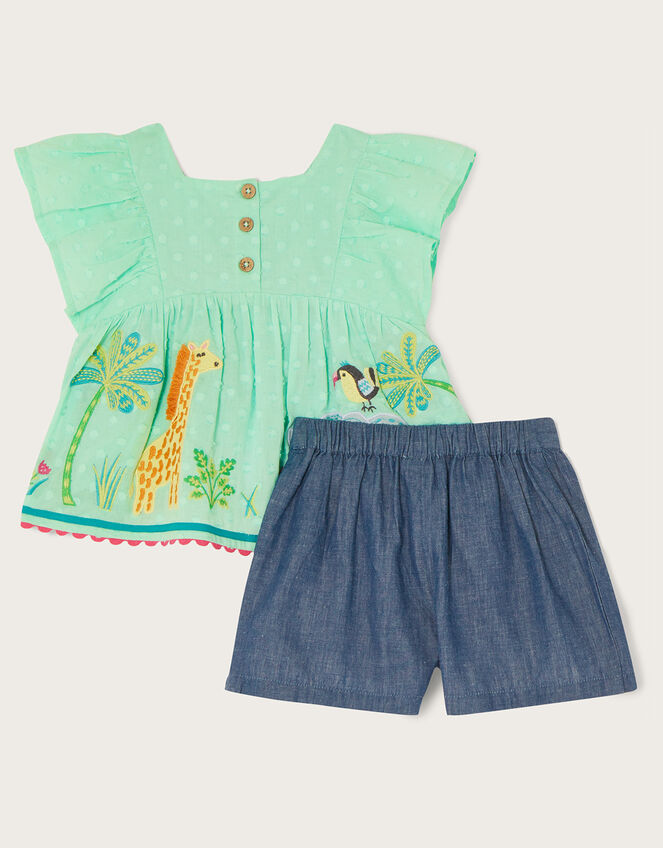 Baby Dobby Jungle Animal Top and Shorts Set, Green (MINT), large