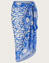 Ikat Print Sarong, Blue (BLUE), large