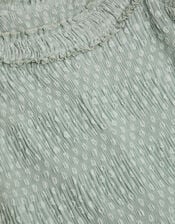 Textured Polka Dot Party Dress, Green (GREEN), large