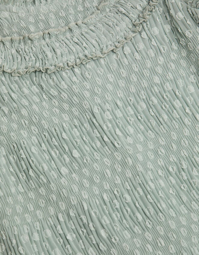 Textured Polka Dot Party Dress, Green (GREEN), large