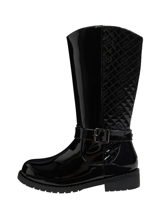 Bernadette Buckle Riding Boots, Black (BLACK), large