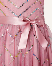 Truth Chevron Sequin Maxi Dress, Pink (DUSKY PINK), large
