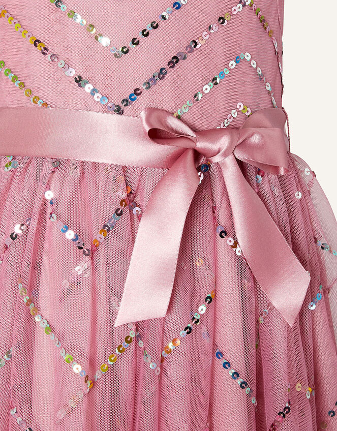 Truth Chevron Sequin Maxi Dress, Pink (DUSKY PINK), large