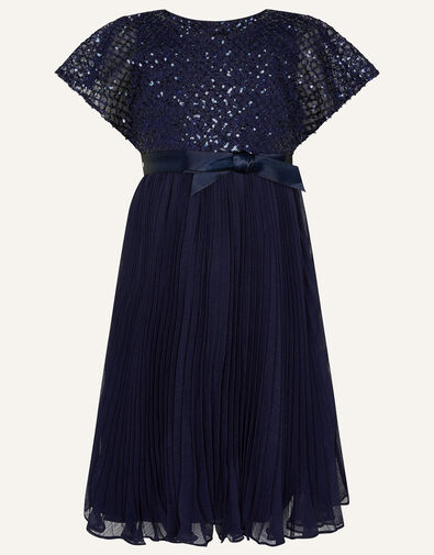 Cape Sleeve Diamond Sequin Keita Dress Blue, Blue (NAVY), large