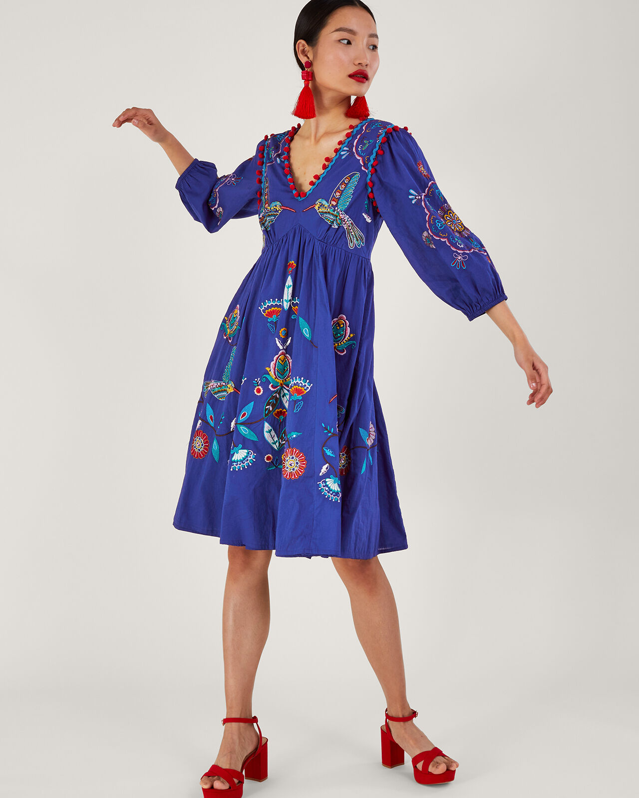 Monsoon navy floral dress clearance