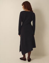 Floy Frogging Asymmetrical Knitted Midi Dress, Black (BLACK), large