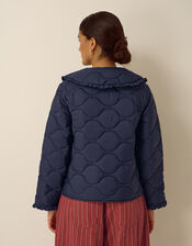 Jade Collar Quilted Jacket, Blue (NAVY), large