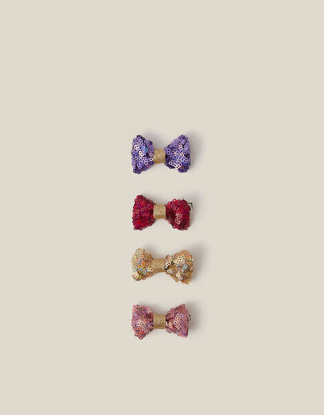 4-Pack Sequin Bow Hair Clips, , large
