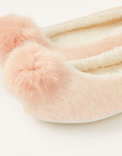Fluffy Pom-Pom Ballerina Slippers, Pink (PINK), large
