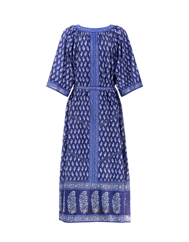 East Harriet Print Tie Waist Dress, Blue (NAVY), large