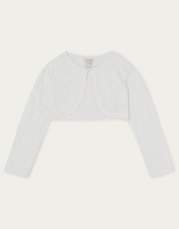 Emilia Lace Scallop Cardigan, Ivory (IVORY), large