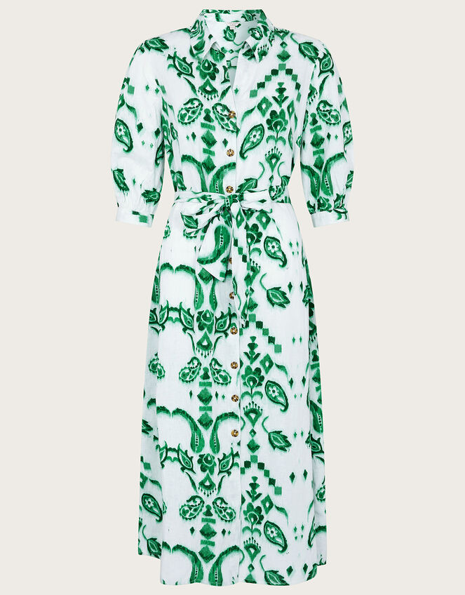 Millie Ikat Shirt Dress, Green (GREEN), large