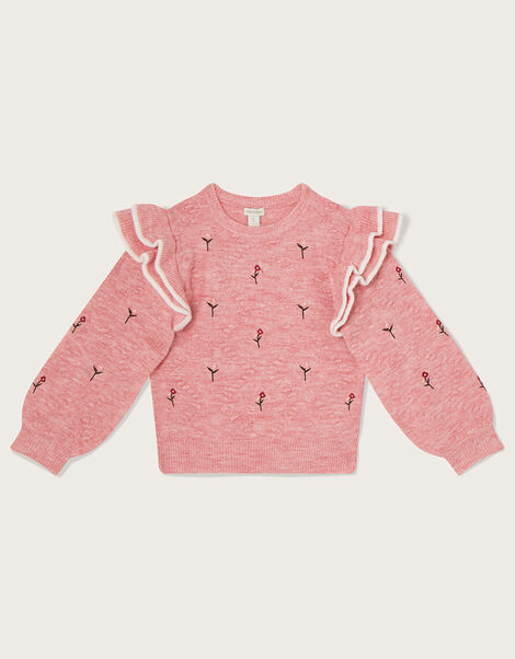 Boutique Rose Embroidered Knit Jumper, Pink (PINK), large
