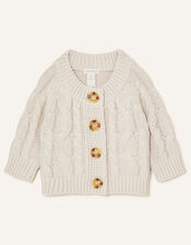 Newborn Cable Knit Cardigan, Cream (CREAM), large