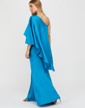 Cobie Satin Cape Maxi Dress, Blue (BLUE), large