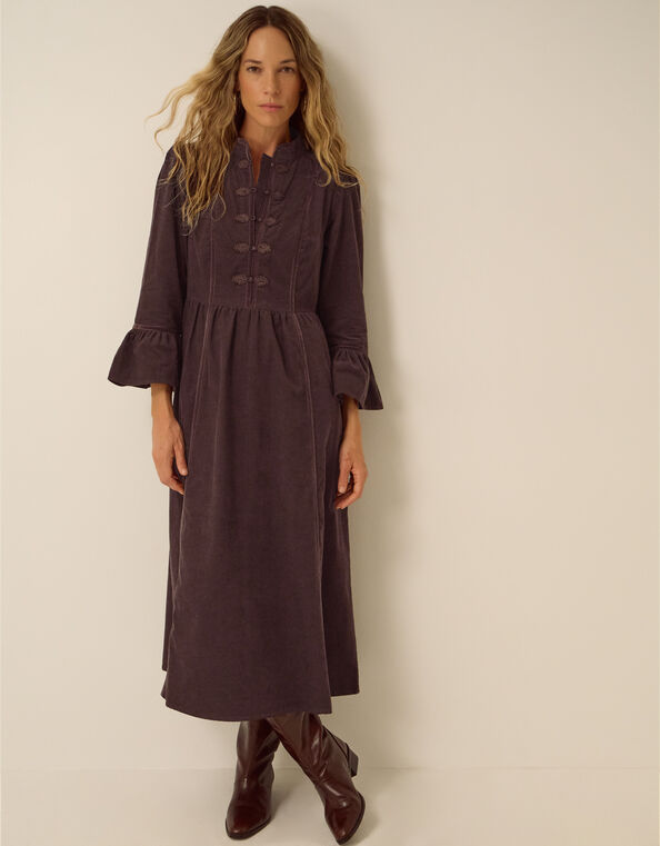 Valerie Corduroy Midi Dress, Brown (CHOCOLATE), large