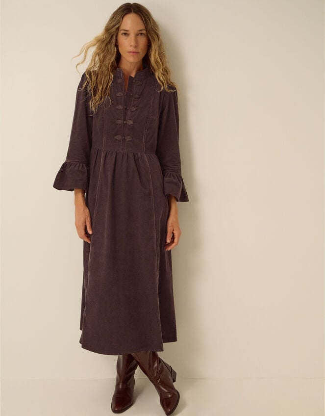 Valerie Corduroy Midi Dress, Brown (CHOCOLATE), large