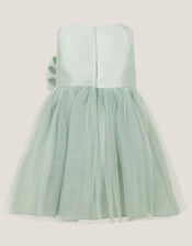 Baby Waterfall Bow Tulle Dress , Green (SAGE), large