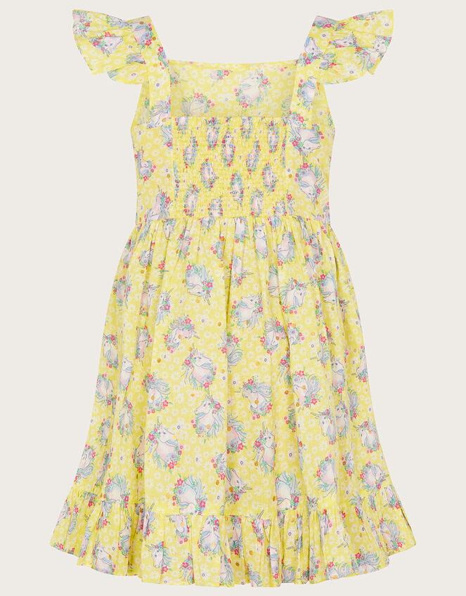 Unicorn Frill Dress, Yellow (YELLOW), large