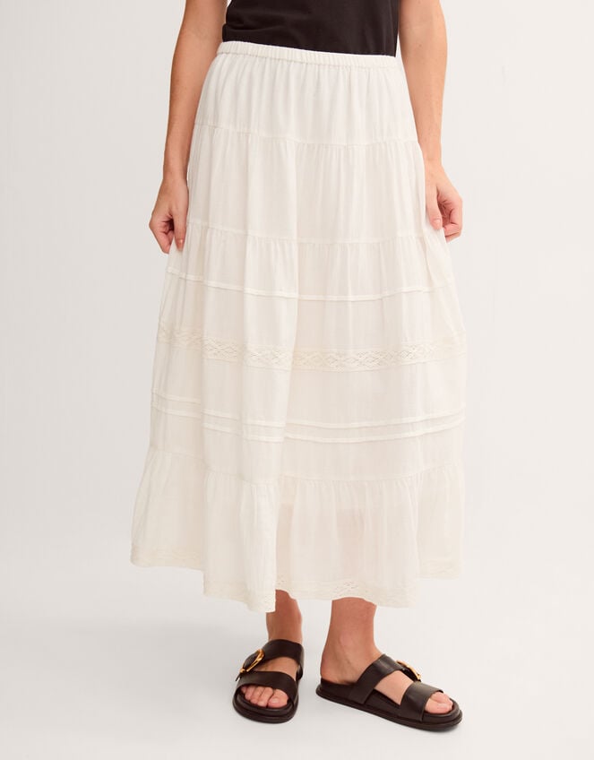 Maria Tiered Maxi Skirt, White (WHITE), large