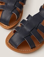 Leather Fisherman Sandals, Blue (NAVY), large