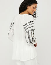 ASHOKA Sienna Embroidered Blouse in LENZING™ ECOVERO™, Ivory (IVORY), large