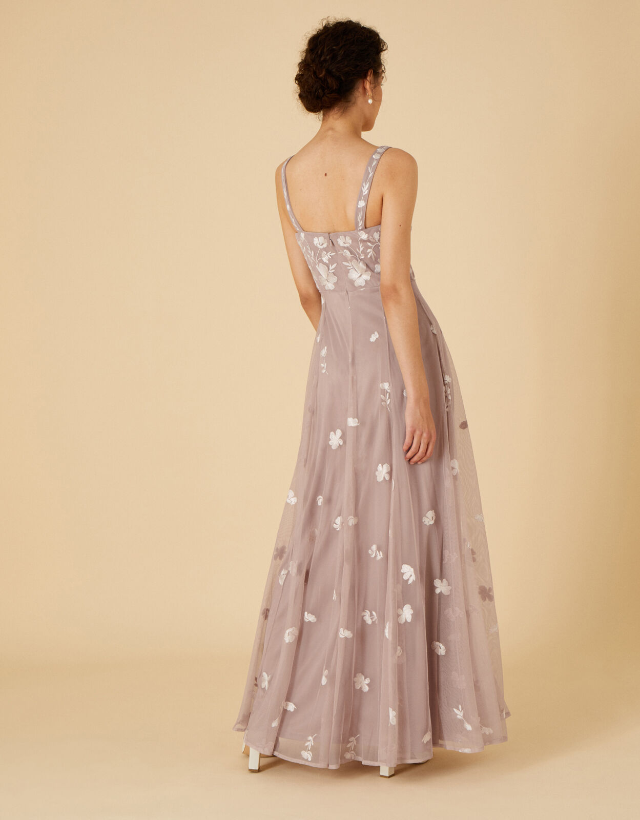 Square Neck Embellished Maxi Dress Pink
