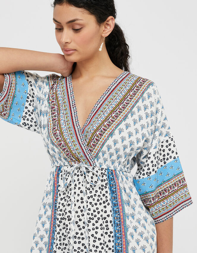 Dahlia Printed Kaftan in LENZING™ ECOVERO™ , Ivory (IVORY), large