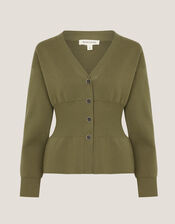 Suzy Fitted V-Neck Cardigan, Green (GREEN), large