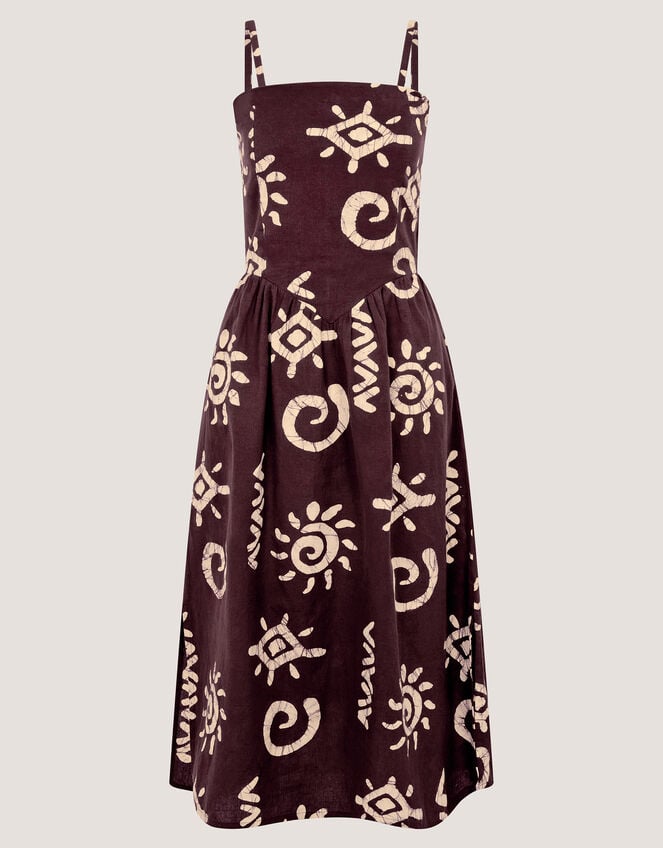 Mafalda Print Bandeau Midi Dress, Brown (CHOCOLATE), large
