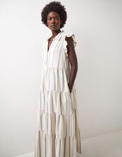 East Corrine Frill Tiered Maxi Dress, White (WHITE), large