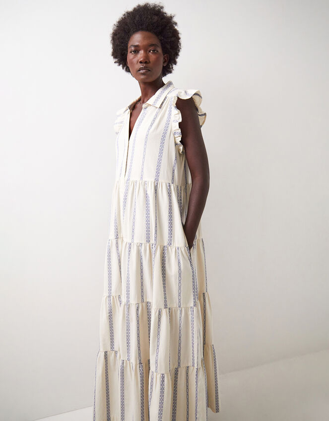 East Corrine Frill Tiered Maxi Dress, White (WHITE), large