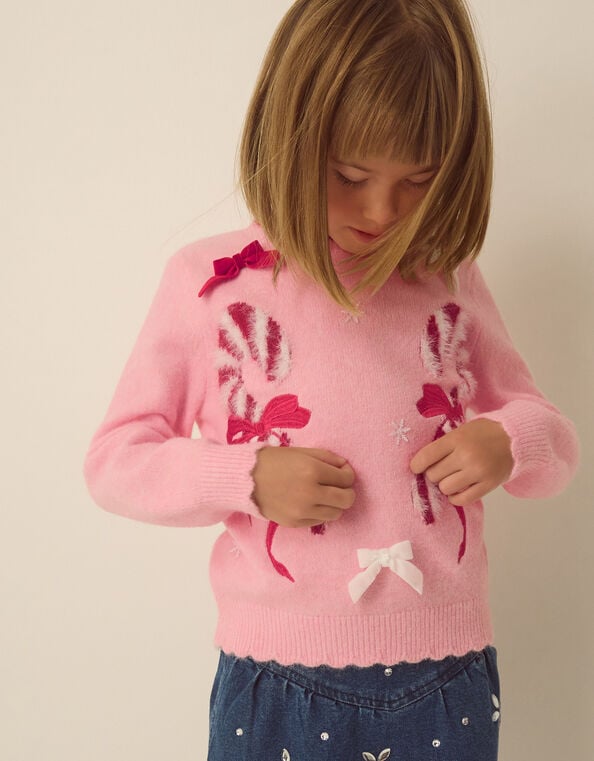 Candy Cane Christmas Jumper, Pink (PINK), large