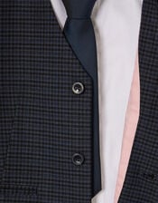 Mini Check Three-Piece Waistcoat and Shirt Set, Blue (NAVY), large