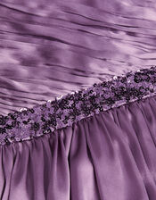 Satin Abigail One-Shoulder Dress, Purple (PURPLE), large