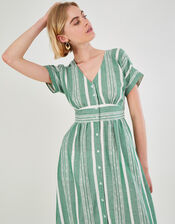 Stripe Fabric Dress in Sustainable Cotton, Green (GREEN), large
