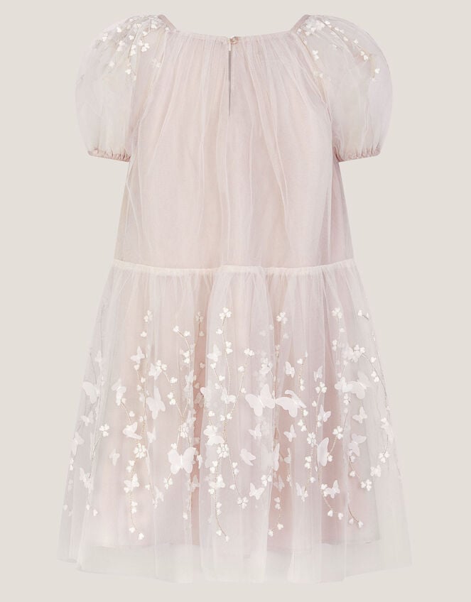 Astrid Appliqu&eacute; Butterfly Swing Dress, White (WARM IVORY), large