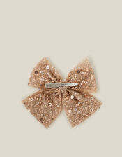 Embellished Bow Hair Clip, Gold (ROSE GOLD), large