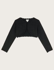 Maeve Sparkle Scallop Cardigan, Black (BLACK), large