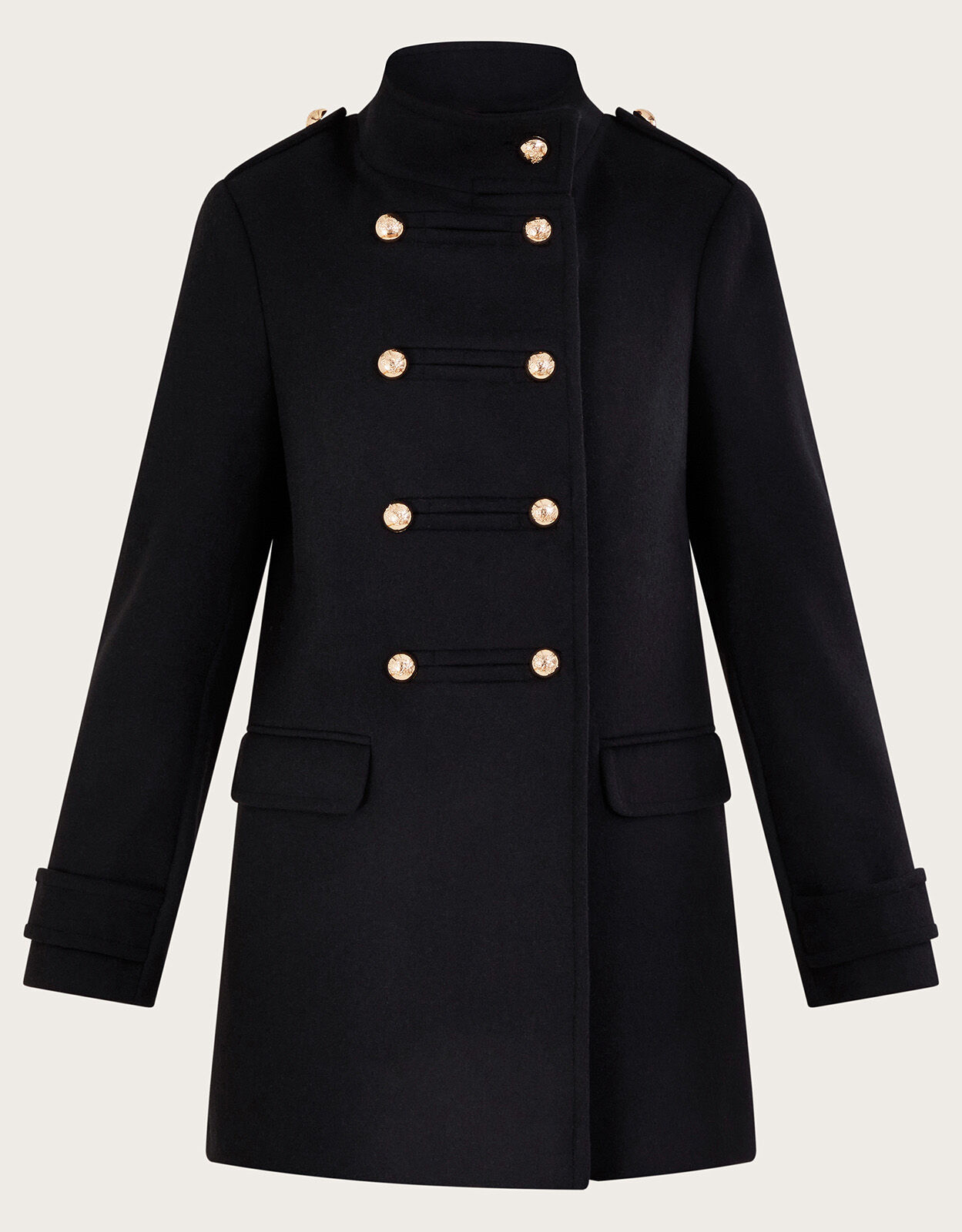 Phoebe Double Breasted Pea Coat Black Women s Coats Monsoon US