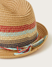 Colourblock Trilby Hat, Natural (NATURAL), large