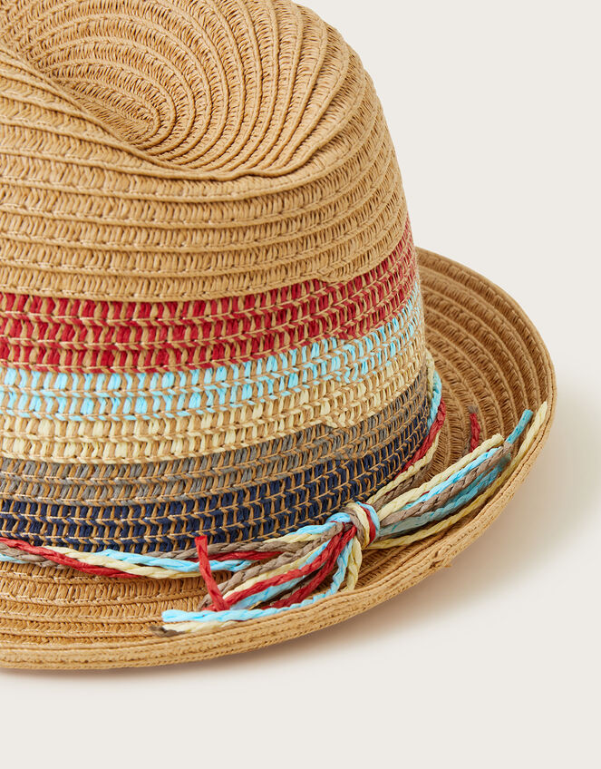 Colourblock Trilby Hat, Natural (NATURAL), large
