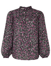 Ditsy Floral Print Blouse, Black (BLACK), large