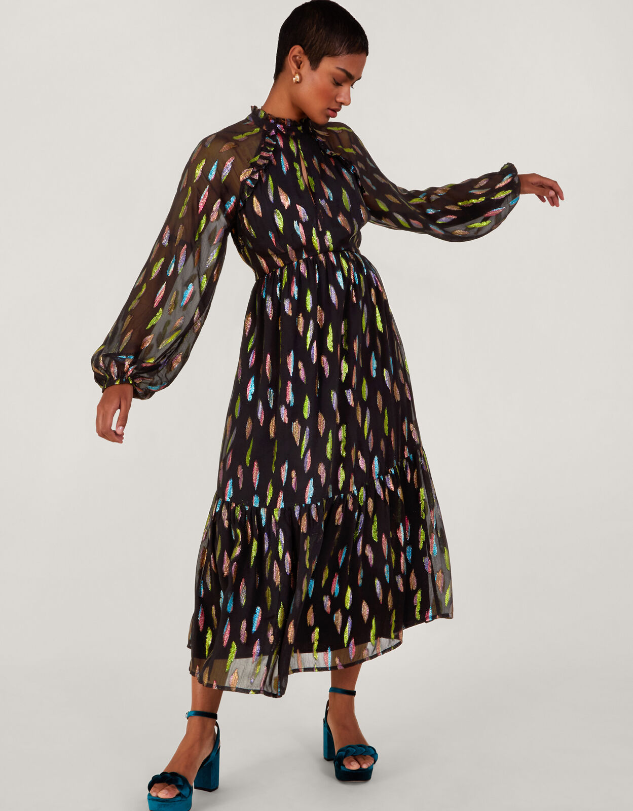 Feather print dress clearance